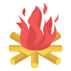
Trendy isometric  design of open air fire icon, campfire vector 
