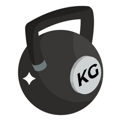 
Isometric design of kettlebell, a cast steel ball with a handle icon.
