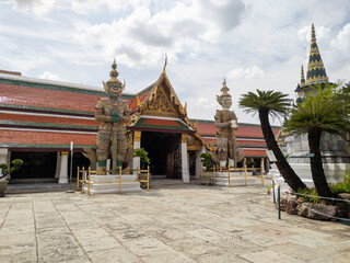 Naklejka premium Wat Phra Kaew Temple of the Emerald Buddha,Landmark of Thailand in which tourists from all over the world do not miss to visit.