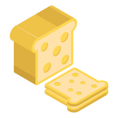 
Icon of bread, a diet food isometric design
