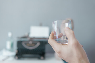 Vintage typewriter's, piles of blank sheets, old-timey writer and blogger concept, insiration 