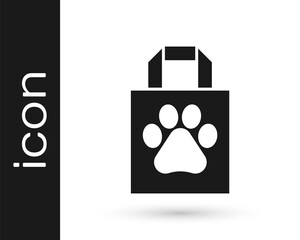 Grey Shopping bag pet icon isolated on white background. Pet shop online. Animal clinic. Vector.