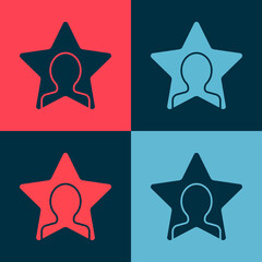 Pop art Head hunting icon isolated on color background. Business target or Employment sign. Human resource and recruitment for business. Vector.