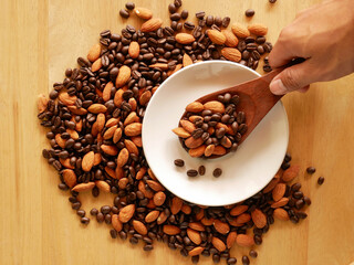 mixed almond and coffee background