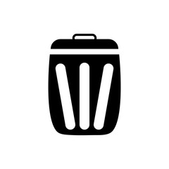 Black trash bin vector icon