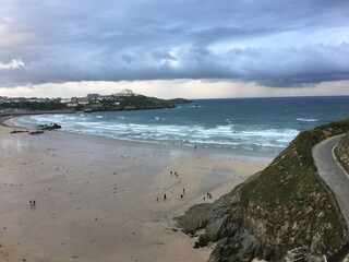 A view of St Ives beach in Cornwall in the evening