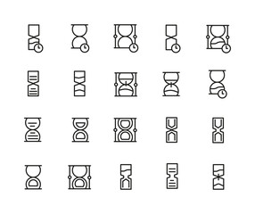 Set of Outline Vector Icons Related With Sand Clock, Time. Modern Style, Premium Quality.