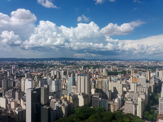 skyline city buildings clouds sky