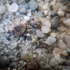 Macro crystals of clean river sand background