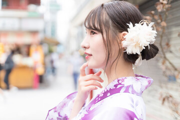 浴衣の女性　東京　浅草