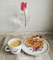 breakfast with coffee and cake