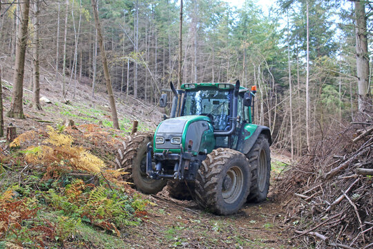 tractor in the forest