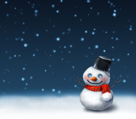 雪だるまがいる雪が降っているイラスト