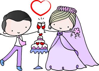 groom and bride vector 