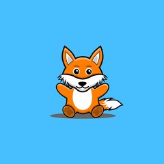 Cute fox sit and hands up Vector Icon Illustration. Panda Mascot Cartoon Character