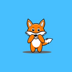 Cute fox shy Vector Icon Illustration. Panda Mascot Cartoon Character