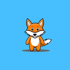 Obraz premium Cute fox standing pose Vector Icon Illustration. Panda Mascot Cartoon Character