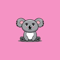 Cute koala sit and hands down Vector Icon Illustration. Panda Mascot Cartoon Character