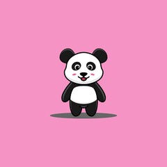 Cute panda standing pose Vector Icon Illustration. Panda Mascot Cartoon Character
