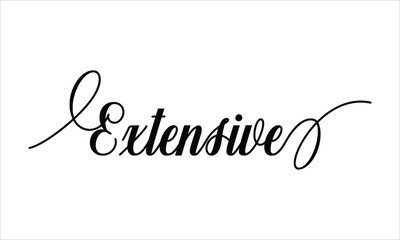 Extensive Script Calligraphy  Black text Cursive Typography words and phrase isolated on the White background 