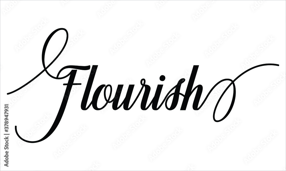 Fototapete flourish script calligraphy black text cursive typography words and phrase isolated on the white bac