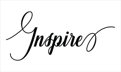 Inspire Script Calligraphy  Black text Cursive Typography words and phrase isolated on the White background 