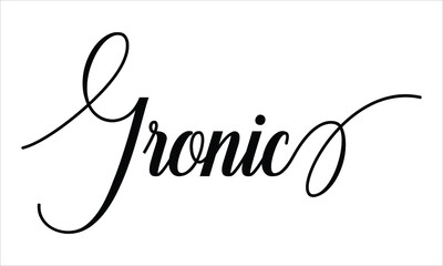 Ironic Script Calligraphy  Black text Cursive Typography words and phrase isolated on the White background 