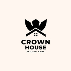 Crown house logo design template - Good to use for Construction and Architecture Building Logo