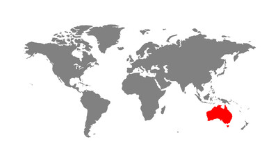 Fototapeta na wymiar Australia map. Isolated world map. Isolated on white background. Vector illustration.