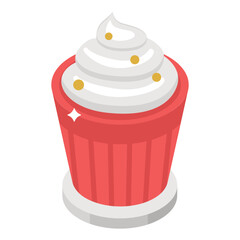 
A cupcake in modern isometric style 
