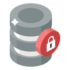 
Database is locked vector in isometric style, lock with database 
