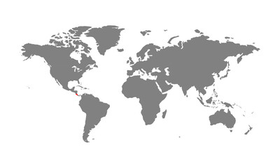 Fototapeta na wymiar Costa Rica map. Isolated world map. Isolated on white background. Vector illustration.