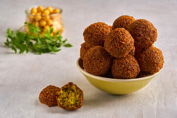Fresh falafel with parsley. Closeup