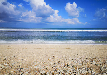 white sand beach in bail, Indonesia