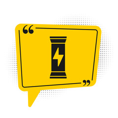 Black Sports nutrition bodybuilding proteine power drink and food icon isolated on white background. Yellow speech bubble symbol. Vector.