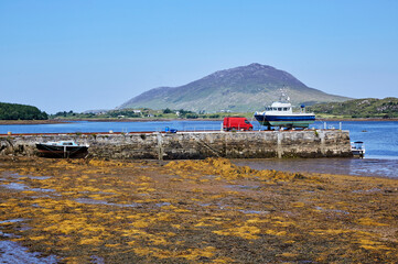 Letterfrack pier on the picturesque shoreline of Connemara on the West Coast of Ireland
