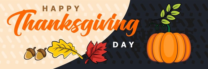 Happy Thanksgiving Day Horizontal Banner Template