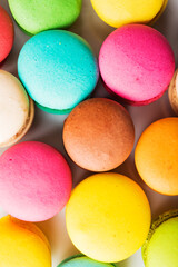 Close up colorful macarons dessert in pastel tone