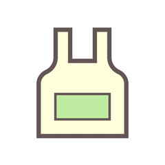 Apron or bib apron icon. That is uniform or garment cover front of body. For chef cooking in kitchen, restaurant. And hygienic reason to protection chef from danger i.e. acid and excessive heat.