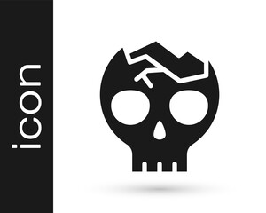Black Broken human skull icon isolated on white background. Vector.
