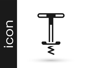 Black Pogo stick jumping toy icon isolated on white background. Vector.