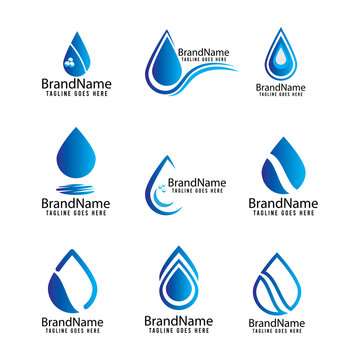 water drop blue logo icon vector template.