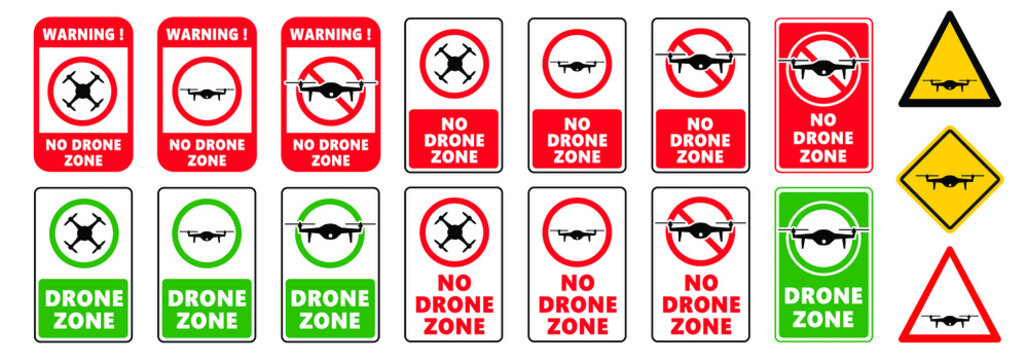 Vecteur Stock Stop no drone zone signs No fly camera video drones sign Stop  halt allowed area icons Vector privacy symbol Forbid air flights with drone  prohibited Aircraft or quadcopter flights restrictive