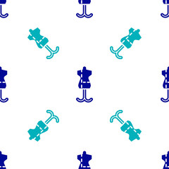 Blue Mannequin icon isolated seamless pattern on white background. Tailor dummy. Vector.