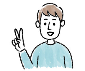 男性　若い　2　水彩　手描き

