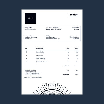 Elegant Modern Restaurant Invoice Template