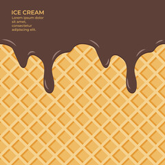 Sweet colour glaze on wafer texture sweet food vector background abstract. Melt icing ice cream on waffle seamless pattern. Editable - Easy change colors.