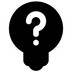 Naklejka na ściany i meble Confused idea icon style, question mark inside bulb 