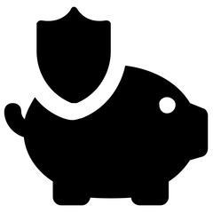 
Glyph vector of savings protection, piggy protection
