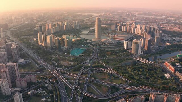 China Zhengzhou CBD aerial photography